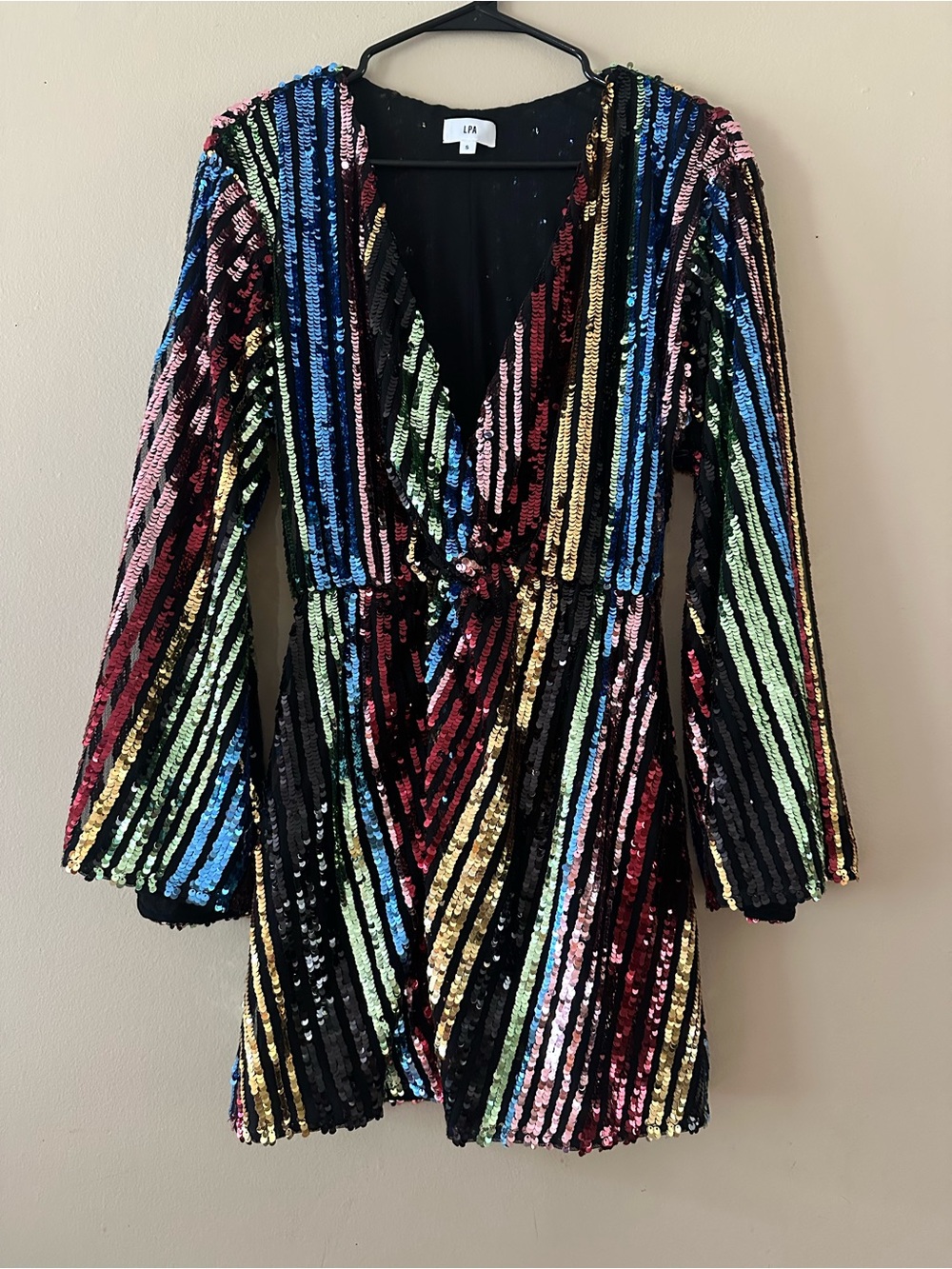 LPA Twist Front Dress With Kimono Sleeve in Multi Sequin, Sz S